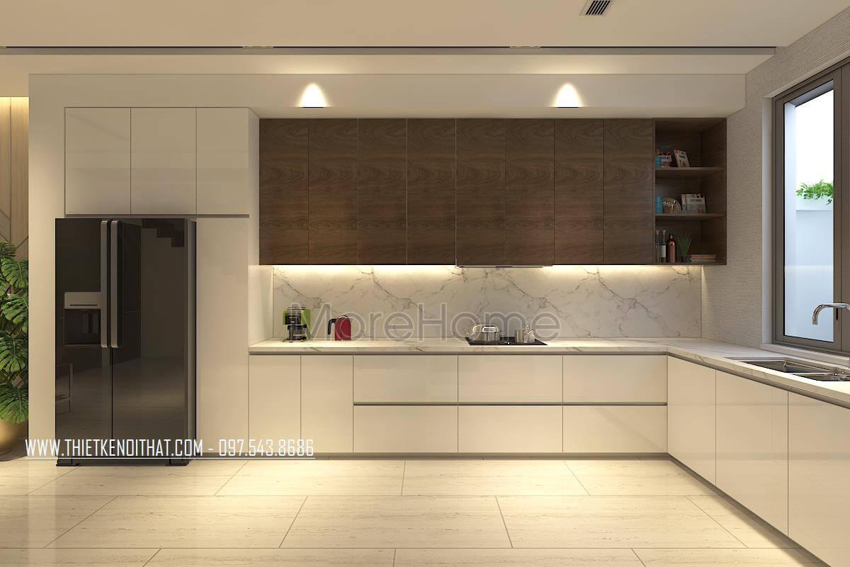 Mẫu tủ bếp chữ L gỗ công nghiệp sơn trắng đẹp hiện đại cho nhà phố, chung cư, biệt thự. Tủ bếp hiện đại, tủ bếp chữ u, tủ bếp chữ i, tủ bếp chữ l