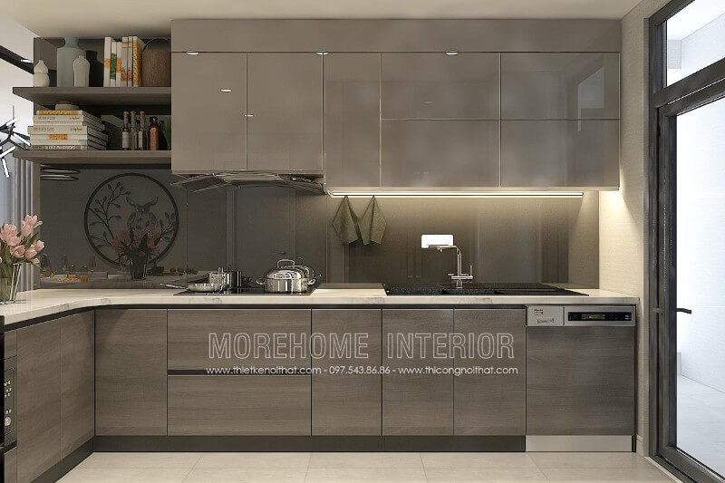 Thiết kế nội thất tủ bếp chung cư Discovery Complex tại Hà Nội sang trọng và ấn tượng Thiết kế và sản xuất tủ bếp đẹp