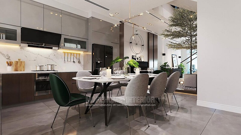 Mẫu thiết kế hệ tủ bếp biệt thự gỗ công nghiệp cao cấp mang đến sự tiện nghi cho không gian sống gia chủ với những tích hợp thông minh. Tủ bếp hiện đại, tủ bếp chữ u, tủ bếp chữ i, tủ bếp chữ l