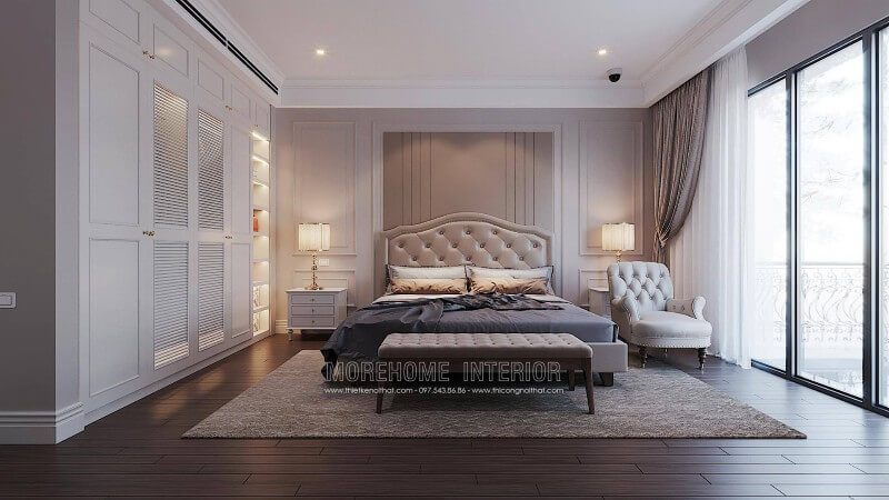 Thiết kế trang trí phòng ngủ tân cổ điển đẹp cho biệt thự tại Hà Nội