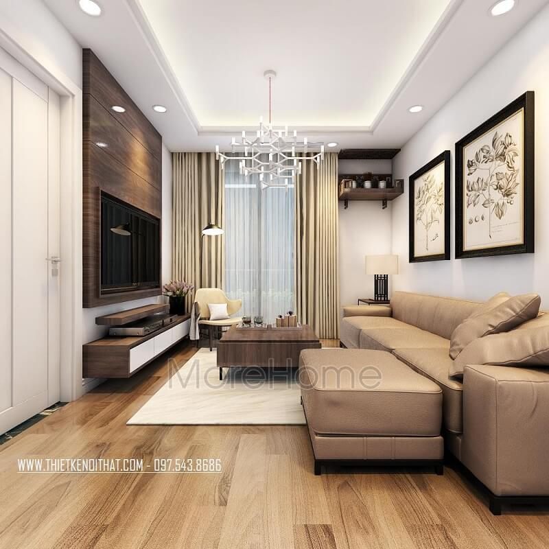 Mẫu bàn thờ treo tường chung cư hiện đại đặt ở góc tường giúp tiết kiệm diện tích không gian.