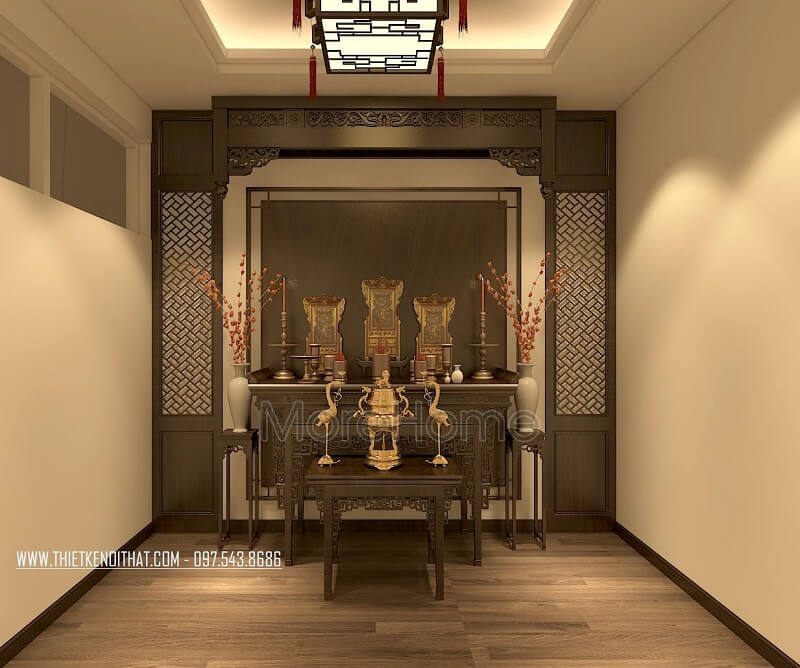 Bàn thờ gỗ tự nhiên được sản xuất tại xưởng nội thất MoreHome.