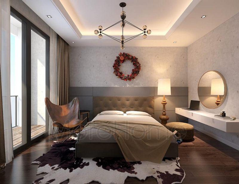 Giường ngủ gỗ bệt được bọc bằng vải và đầu giường được bọc nệm hiện đại là một sự lựa chọn tuyệt vời cho phòng ngủ của bạn.